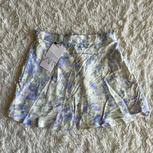 Zara NWT Blue White Tie Dye Short Mini Skirt Women's Size XSmall